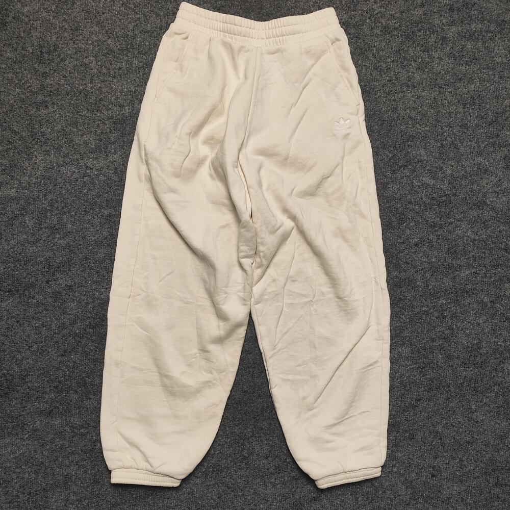 Adidas Originals Sweatpants Womens Small White French Terry Joggers Trefoil Logo